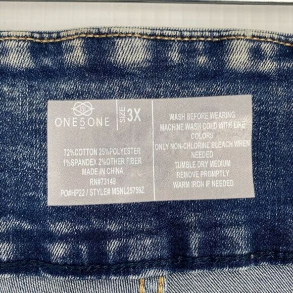 One5One Women's Stretch Denim Shorts Size 3X Blue Pockets Pull On - Picture 2 of 9